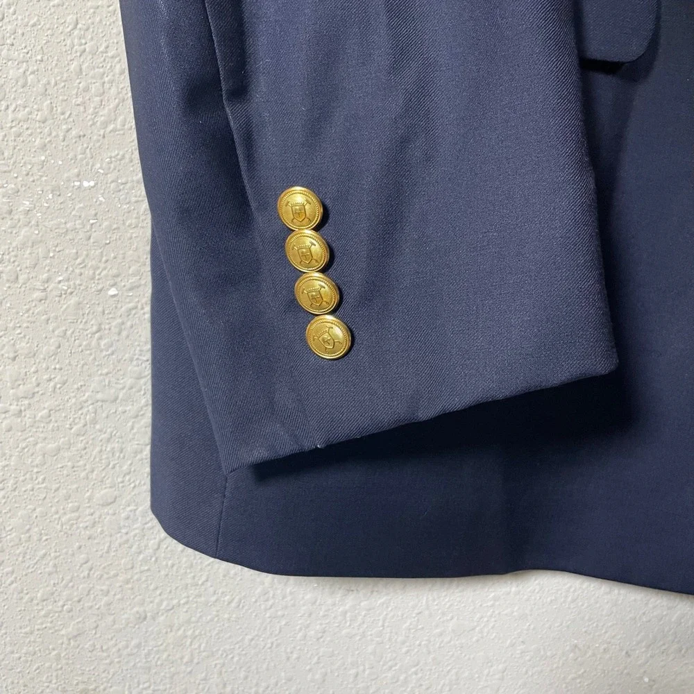 Ralph Lauren Blazer Mens 44R Navy Blue Classic Collegiate Gold Crest Buttons